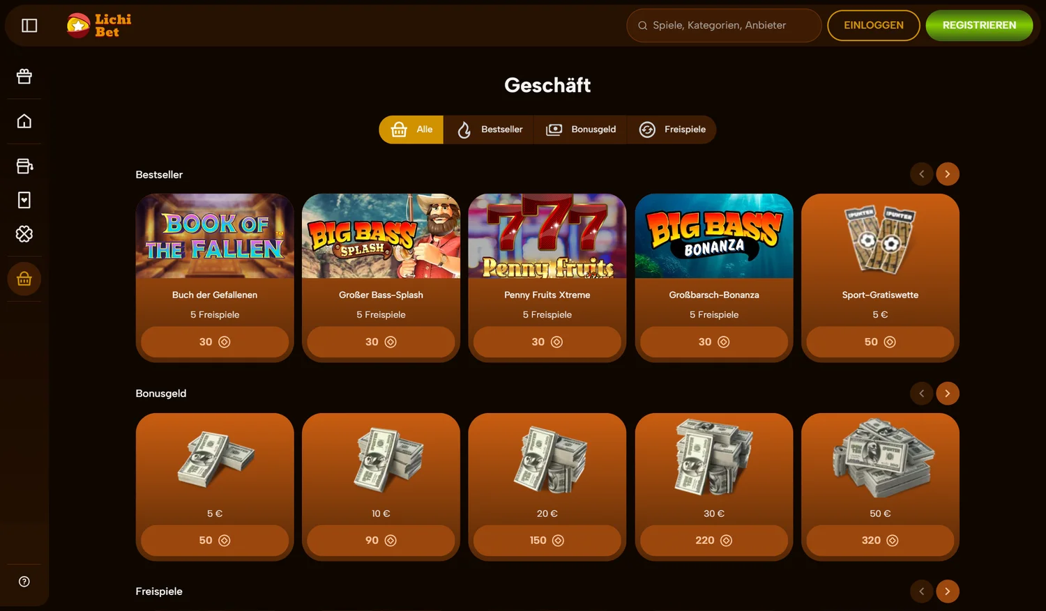 LichiBet Casino Bonus-Shop