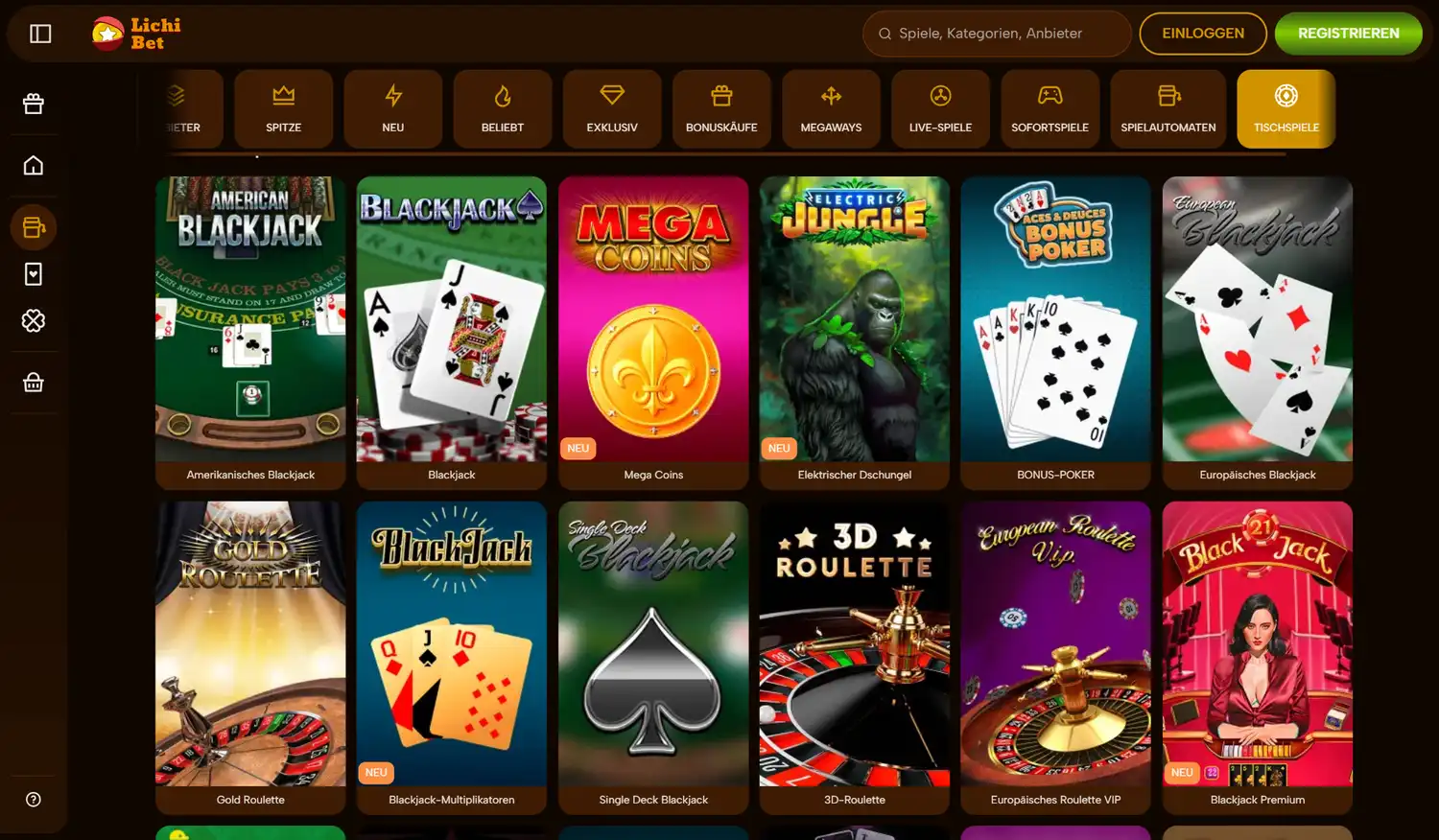 LichiBet Casino Tischspiele