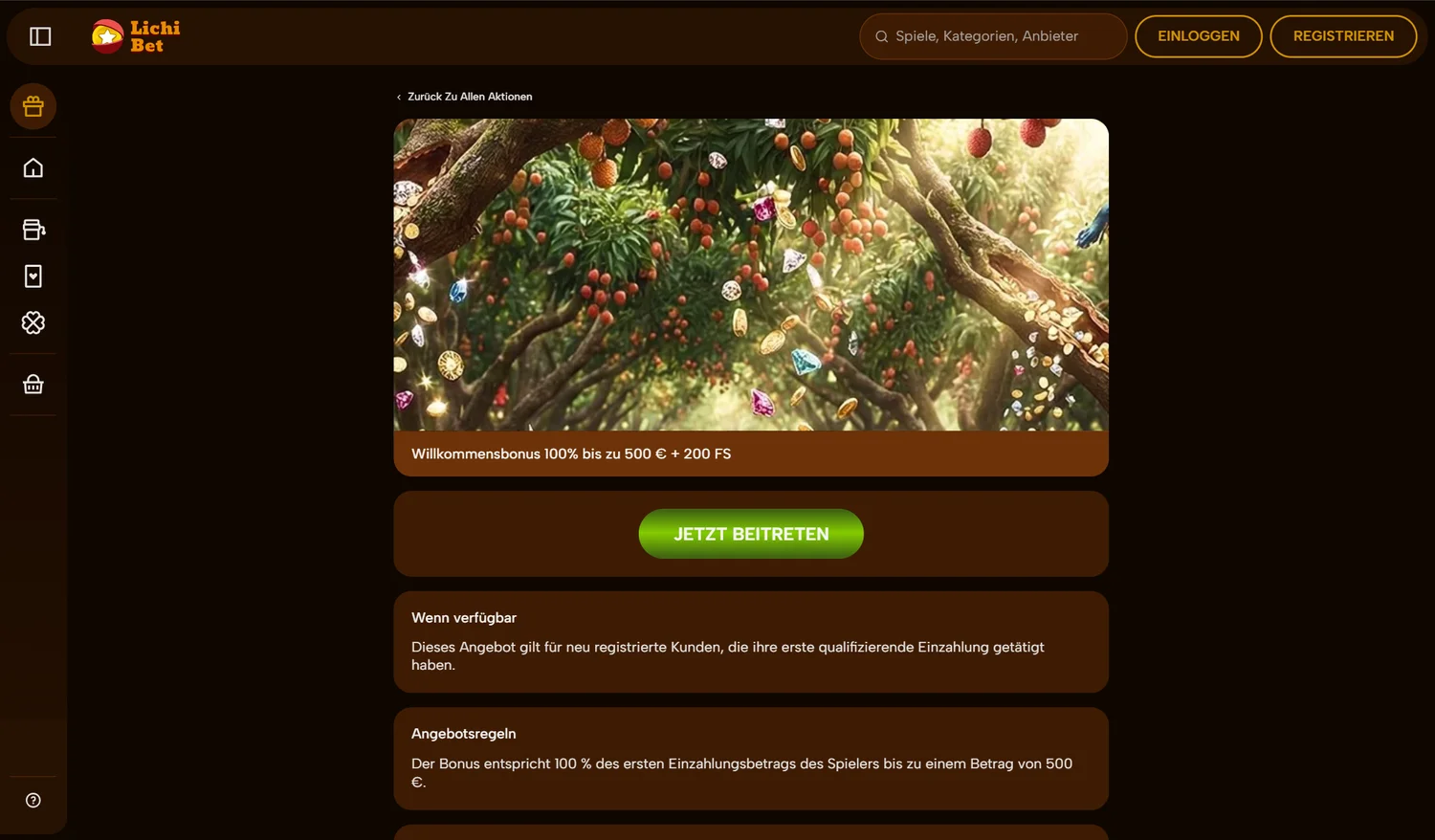 LichiBet Casino Willkommensbonus